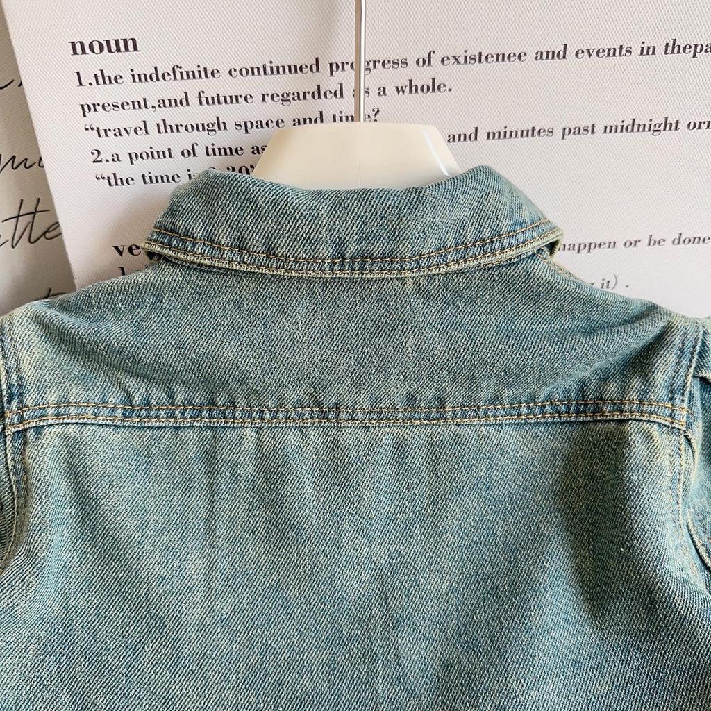 Girls' Casual Denim Dress with Lapel - New Spring & Autumn Fashion AQA025