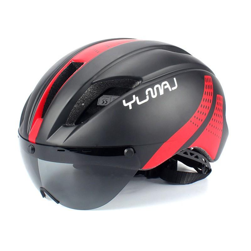 YUMAJ Aero Leichter Fahrradhelm Rennrad Fahren Halbschalen-Design CE CPSC Zertifiziert Schwarz Rot M/L
