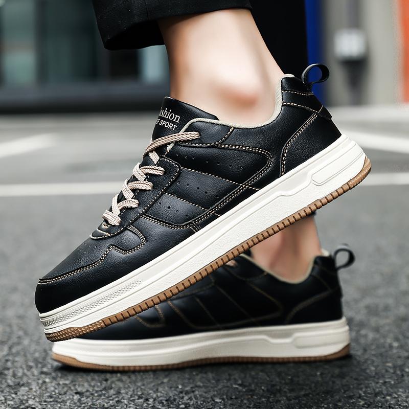 Leather Men Shoes Sneakers Trend Casual Leisure Male Footwear Vulcanized Shoe Durable Thick Sole Sports Shoes Student