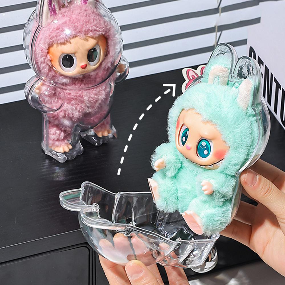 1PC Transparent Protective Case - Labubu Standing And Sitting Posture Protection Cover Storage Box For Labubu