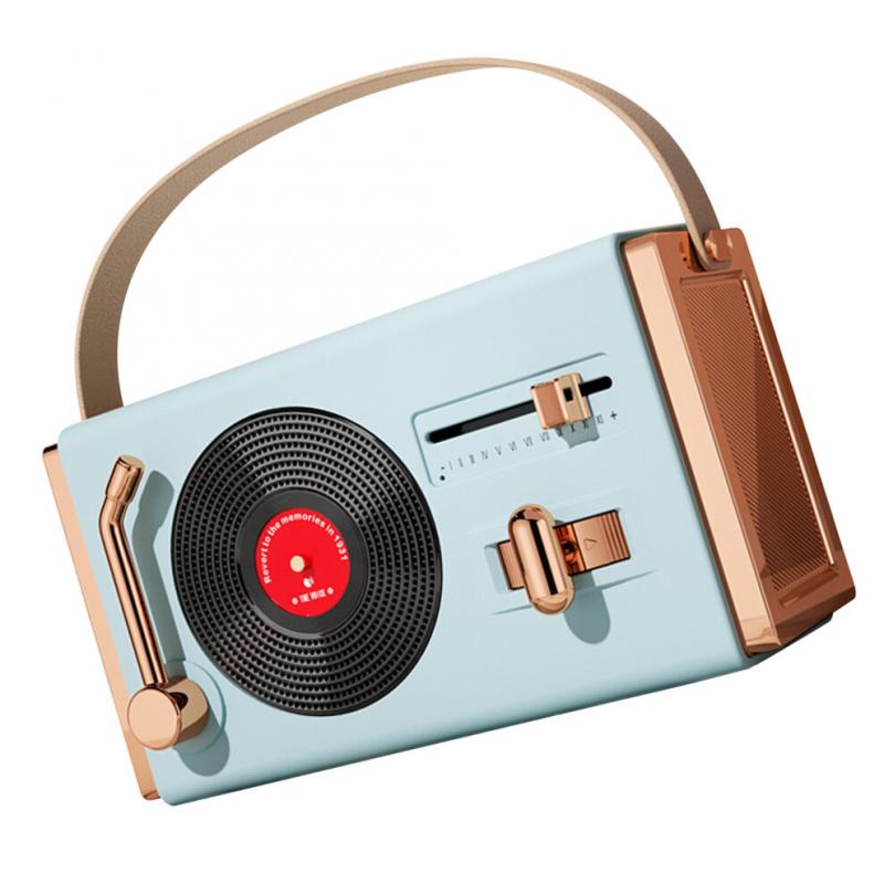 Tragbarer Retro-Bluetooth-Lautsprecher, Hohe Klangqualität, Blau, ABS
