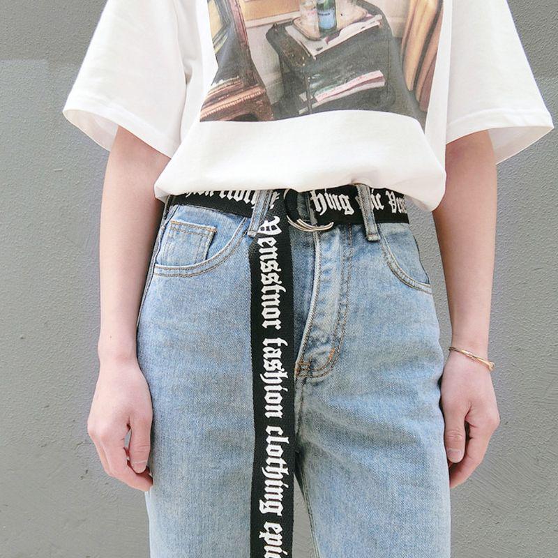 130cm Unisex Nylon Canvas Belts Printing Thai D Ring Double Buckle