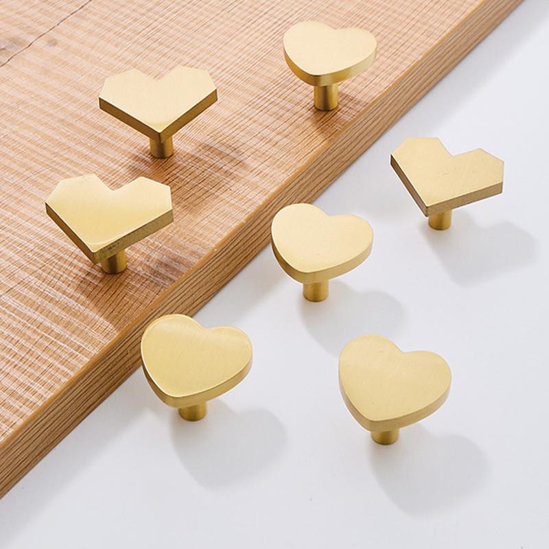1pc Brass Love Single-hole Cupboard Door Handle Modern Luxury Simple Gold Drawer Cupboard Shoe Cabinet Handle