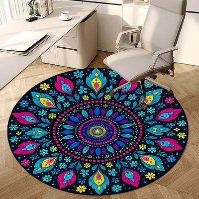 1pc Office Carpet Chair Mats Colorful Floral Mandala Pattern Perfect for Decorating Office Chairs, Living Rooms, Or Bedrooms