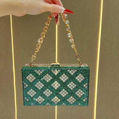 Kabelka s elegantním stylem, Ruční taška, Taška s řetízkovým popruhem přes rameno, Večerní taška, Průhledná crossbody taška pro ženy