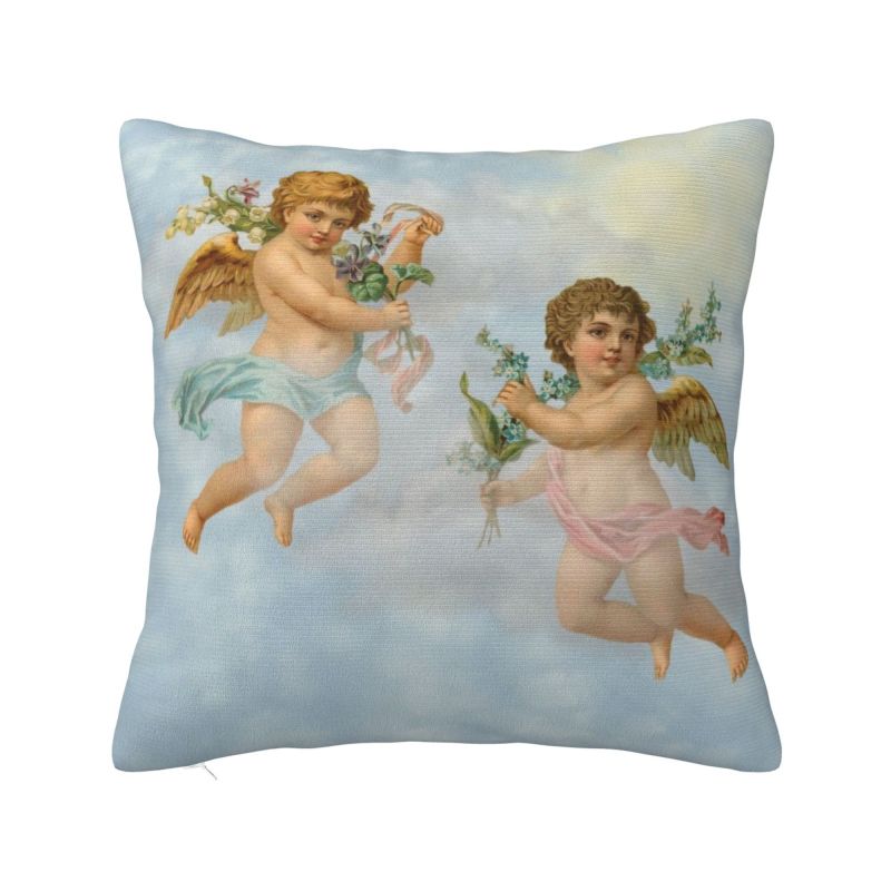 Aesthetic Renaissance Angel Cushion Cover Boucher Rococo Art Soft Nordic Pillow Decor Home