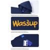 Wassup Letter Print Logo Sweatshirt Men's Hooded Autumn and Winter Fleece-Lined Loose Versatile Couple Pullover Top