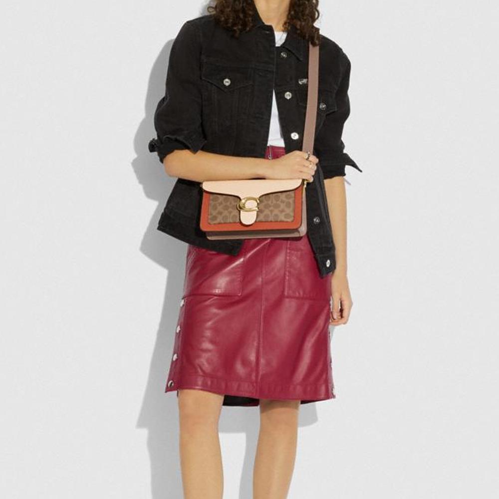 New COACH Tabby Leather God Of Wine Bag, Handbag, Crossbody Bag, Shoulder Bag Medium Size Women's Brass & Tea Brown & Ivory 91215-B4SBI