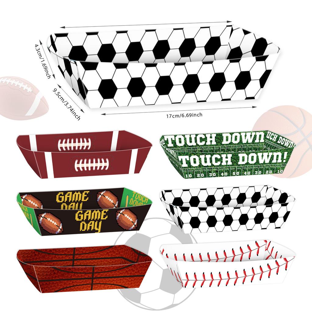 12-Piece Paper Party Trays - World Cup Football Boat Boxes, Fried Chicken & Burger Serving Trays, Disposable Food Containers, Game Day Party Supplies