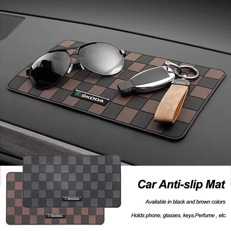Car Dashboard Anti Slip Pad Phone Ornaments Storage Mat For Skoda Octavia Rapid Kodiaq Kamiq Karoq Vrs Enyaq Fabia Superb Yeti agt588