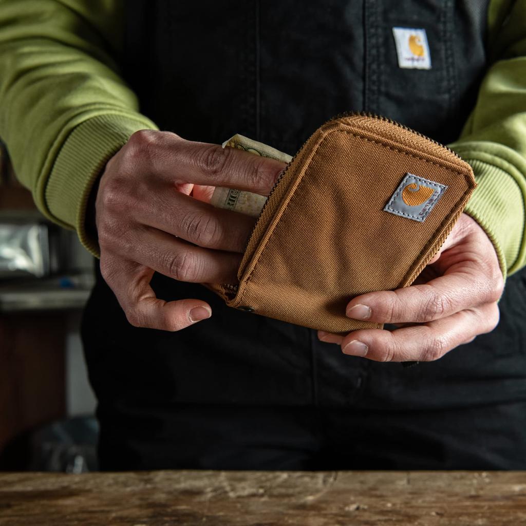 Carhartt Lässiges Canvas Reißverschluss Langlebiger Reißverschluss Carhartt Einheitsgröße Herren Geldbörse, Geldbörse, Braun,