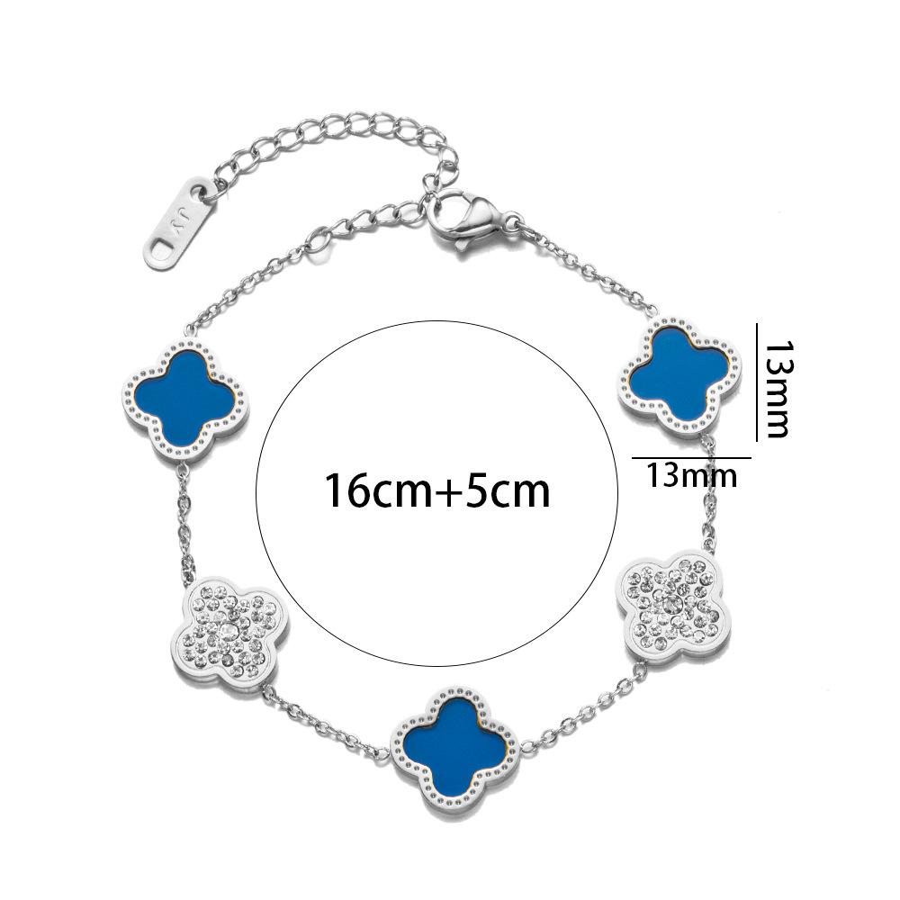 18K Titanium Steel Four-Leaf Clover Bracelet Fashion Charm Hand Jewelry Five-Leaf Bracelet