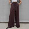 Vintage Style Fashion Wide-Leg Long Pants Women's Melard High-Waist Floor-Length Commuter Draped Suit Pants