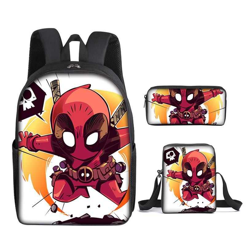 Deadpool 3pcs Student School Bag Backpack Lunch Bags Pencil Case Gifts Kids