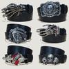Punk Skull Plus Size Leather Belt For Women and Men Harajuku Gothic Embossed Skeleton Hand Decoration Halloween Accessories
