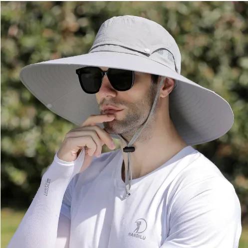 Mens Quick Dry Bucket Hat Large Size Sun Hat with Solar Powered Fan USB Rechargeable for Outdoor Hiking Camping Fishing Activity