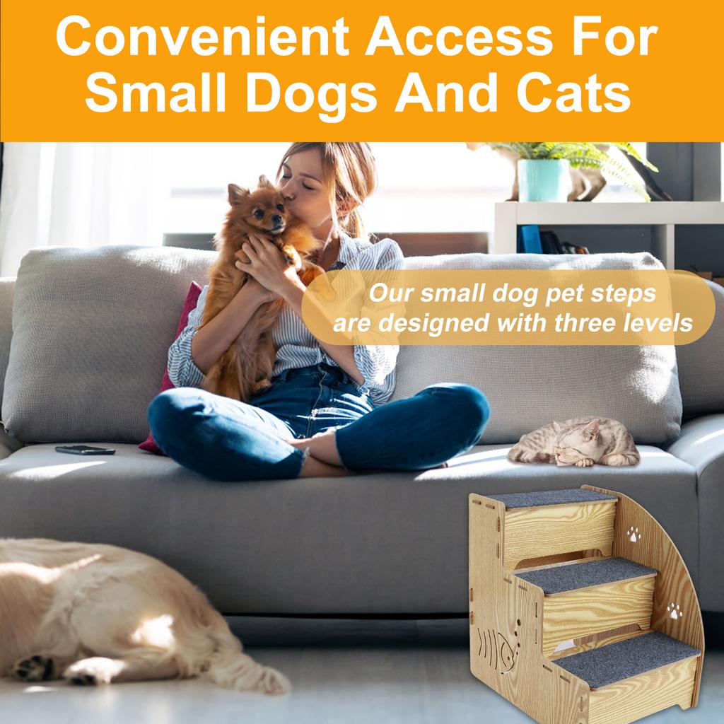 Dog Stairs for Small Dogs Cat Pet 3 Tiers Pet Steps Anti-slip Puppy Stairs Removable Dogs Bed Stairs for Sofa Couch Pet Supplies