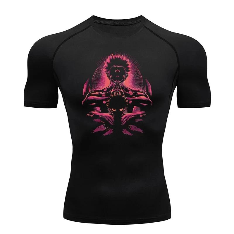 Tricou Sport Fitness Atletic Bărbați Tricou Compresie Anime Jujutsu Kaisen Strâmt Tricouri Sală Fitness Elasticitate Topuri Tricou