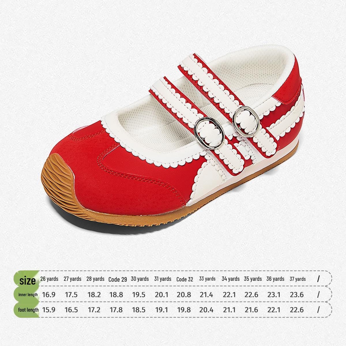 Snuffy Kids 2026 New Year Red Sports Shoes - Low-Top, Breathable, Soft Sole Size 31