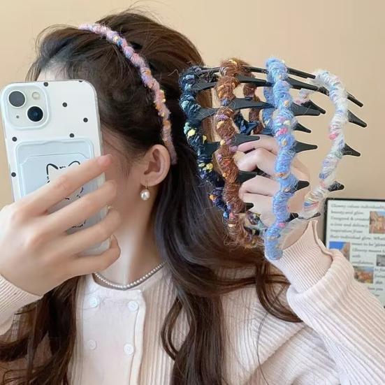 Women Headband Ribbon Decor Anti-slip Teeth Headband Lightweight Versatile Hair Hoop Hair Accessories
