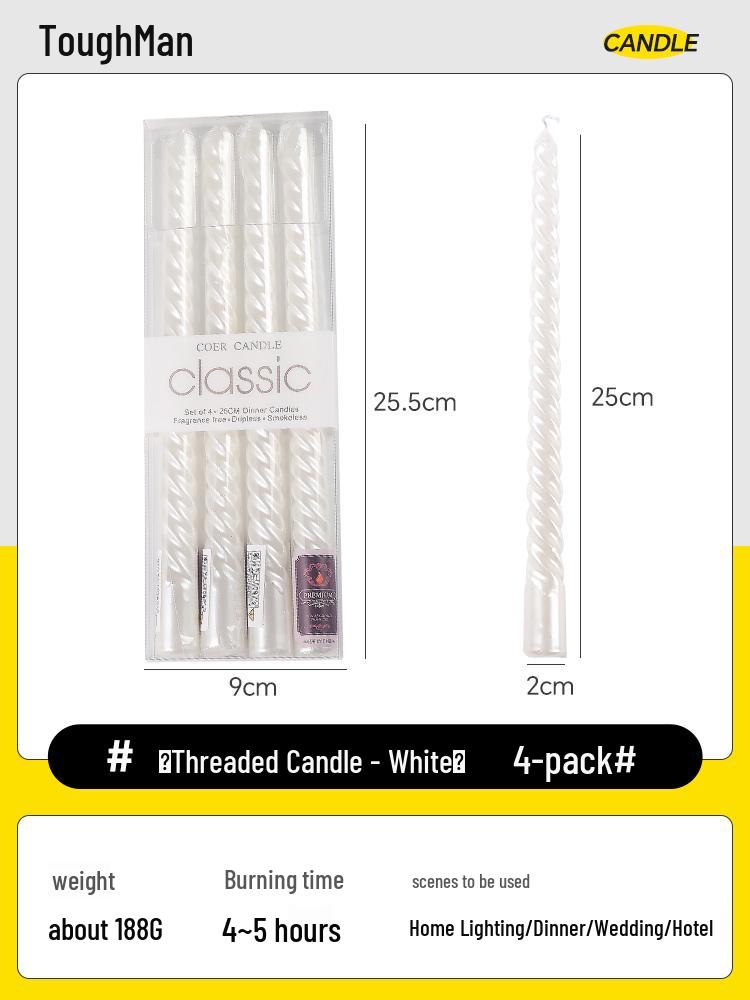 Золотой спиральный подсвечник для романтического ужина при свечах - Длинная, бездымная, белая свеча