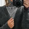 Personalized Retro Cold Wind Chain Women's Versatile Necklace, Multi-layer Metal Ring Lock Pendant Necklace