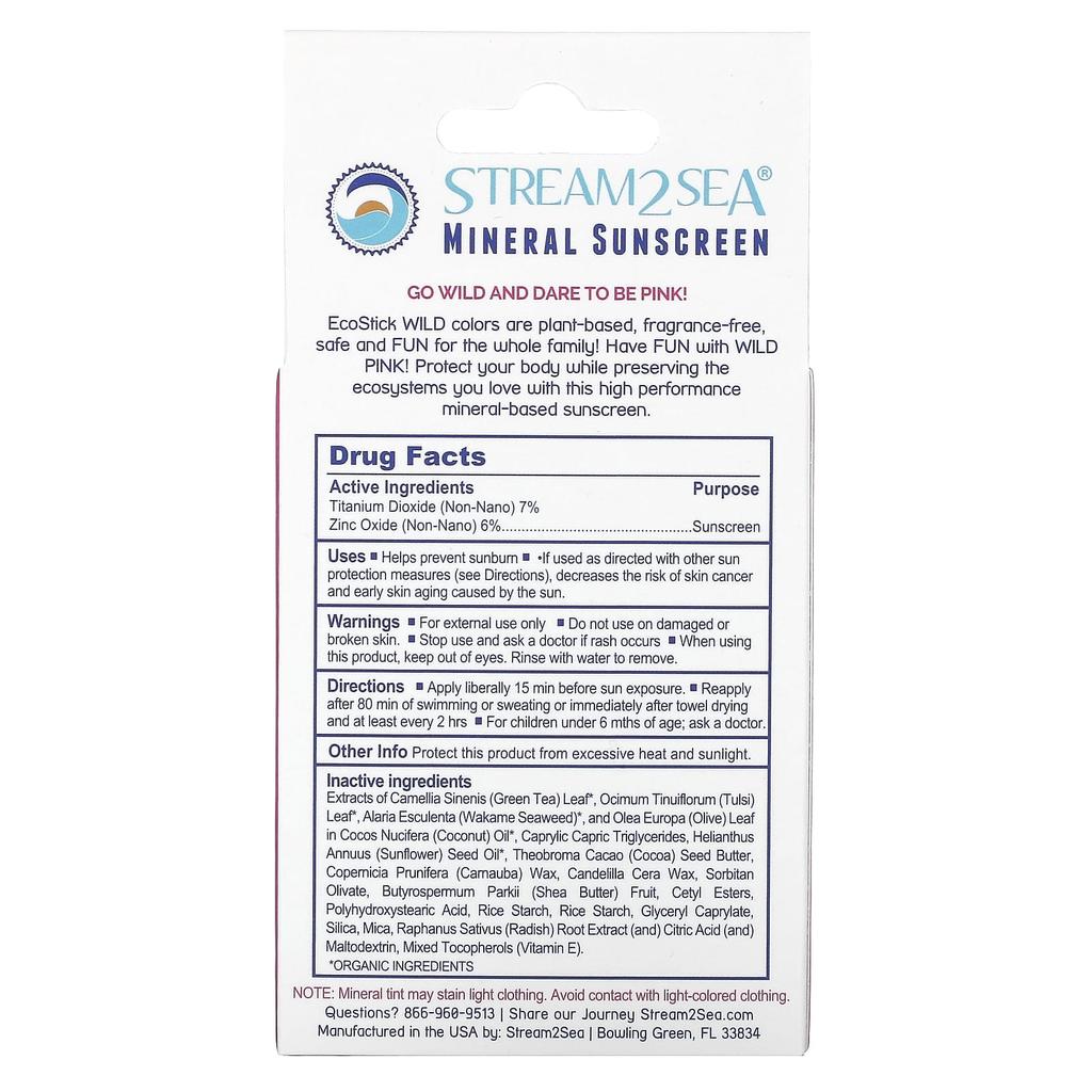 Stream2Sea Protector Solar Ecostick Rosa Salvaje, Fps 35+, 14G(0.5oz)