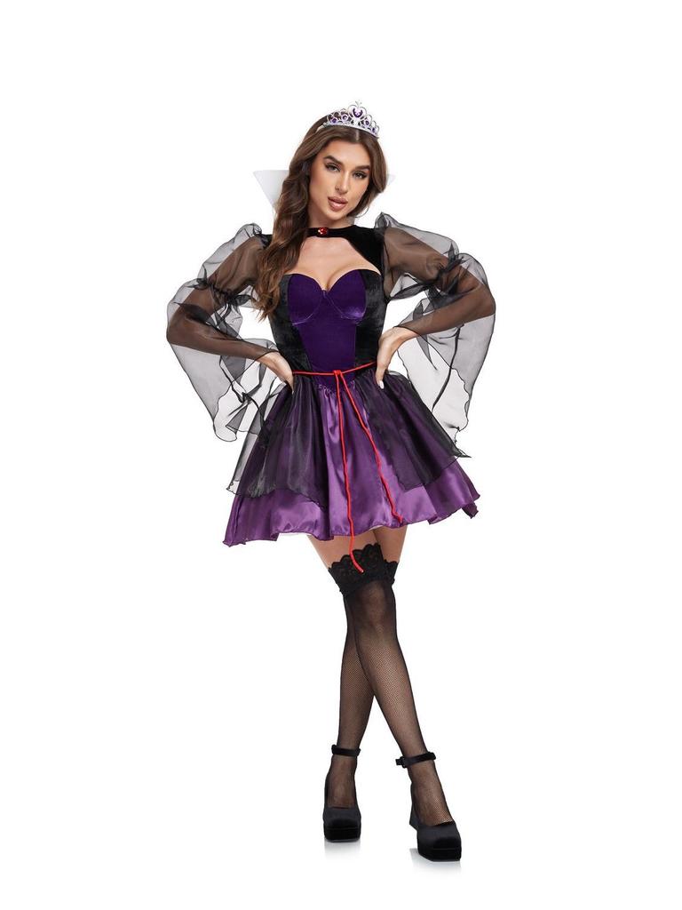Disney Princess and Villain Cosplay Costumes: Snow White, Belle, Anna, Ariel, Evil Queen, Sleeping Beauty, Red Queen.