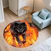 Fire Wolf Pattern Round rug,Carpet Rug for Living Room Bedroom Playroom ,Non-slip Floor Mat,Holiday Gifts and Birthday Gifts.