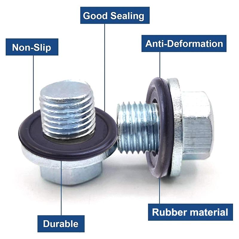 Rubber Gasket Oil Drain Screw Gasket for Automotive Oil Pan Replacement Parts Protects Against Dirt for Chevrolet Ford M12/M14