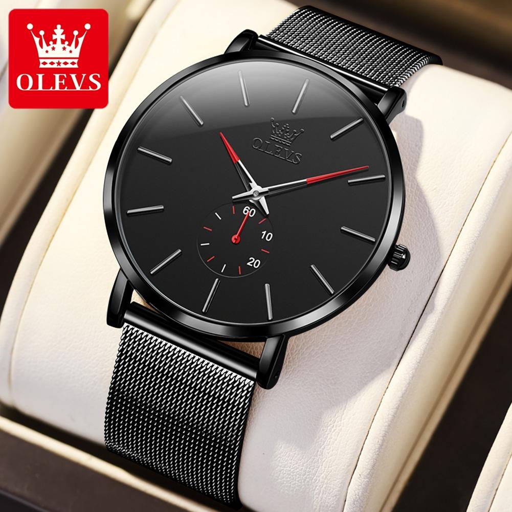 OLEVS 9954 Watch for Men Steel Mesh Strap Men's Quartz Watches Ultra Thin 7.5mm Original Waterproof Two Tone Luxury Man Watch