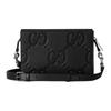 Gucci Pochette Zippée en Cuir Noir Gaufré GG Sac Bandoulière Pour Utilisation Quotidienne Unisexe