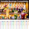6Pcs Cartoon Animal Sequin Straws Cat Love Crown Rabbit Fruit Shaped