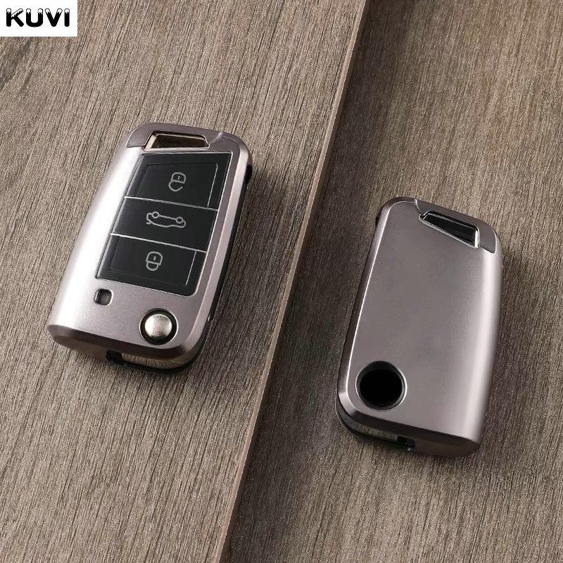 

New Gun Grey Tpu Car Key Case Cover Fob For Vw Volkswagen Golf 7 Mk7 Tiguan Mk2 For Seat Ateca Leon Fr 2 Ibiza For Skoda Octavia