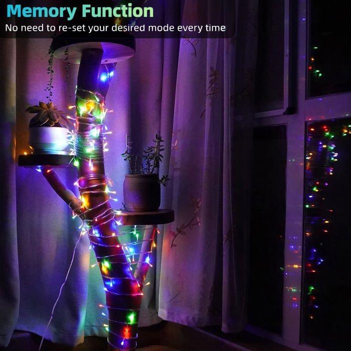 Guirlande lumineuse - nexvin - 200 leds - multicolore - 8 modes d'éclairage - 20m + 3m câble d'alimentation