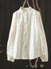 Women's Spring 2026 Polka Dot Lace Collar Cotton Shirt with Embroidered Jacquard Design