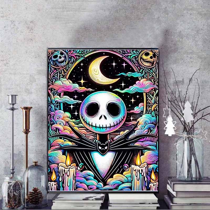 Disney 5D DIY Diamond Painting Jack Psychedelic Neon Style Illustration Full Round Diamond Mosaic Cartoon Cross Embroidery Art Painting HomeDecoration