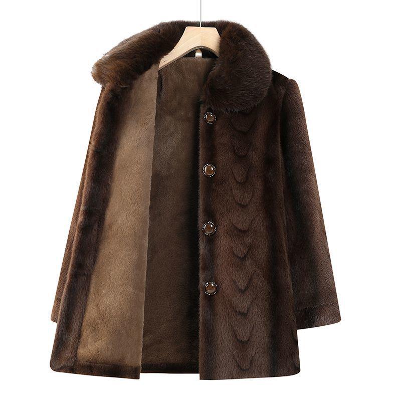 Women's Fleece-Lined Winter Coat for Middle-Aged & Elderly - New Mink Velvet Style for Moms & Grandmas