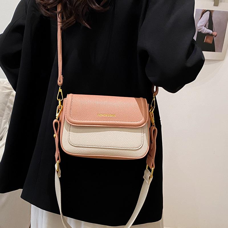 Early autumn new fashion niche ribbon contrasting color small square bag versatile single shoulder messenger women's bag