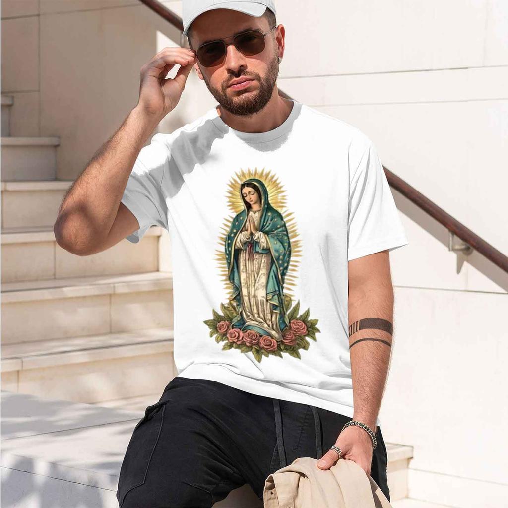 Religious Unisexs Tshirt Virgin Mary With S And Design For Faithful Wearers Spring And Summer Gift For Religious Lovers 2026 New