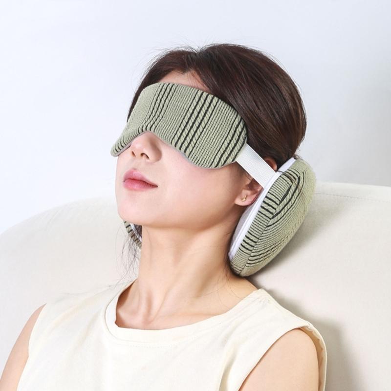 Adjust Sleep Mask With Builts In Neck Pillow Travel Accessory Provide Head Cushioning