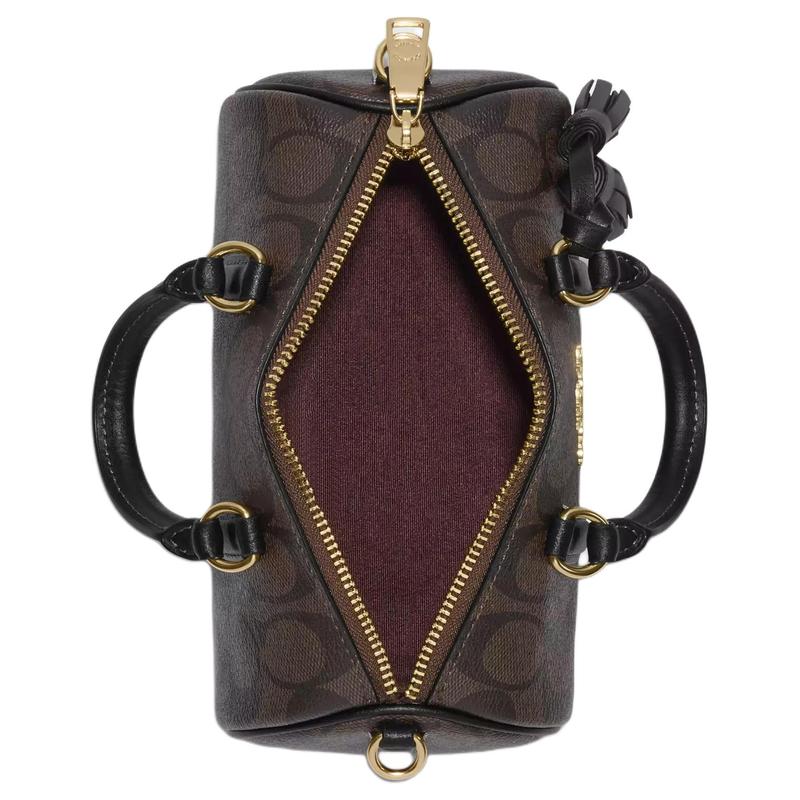 Coach Lacey 19 Classic Presbyopic Zipper Closure PVC Shoulder Crossbody Handbag Small Size Women's Brown Black