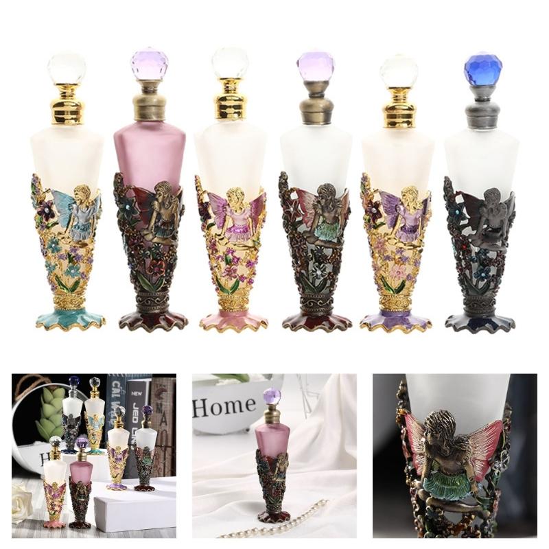 Artistic Conical Shape 25ml Empty Perfume Bottle Glass And Zinc Alloys Featuring Enamel Design