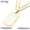 Creative Dazzle Color Square Tag Necklace for Men Hip Hop Polished ID Accessory Stainless Steel Trend Jewelry 60cm Length