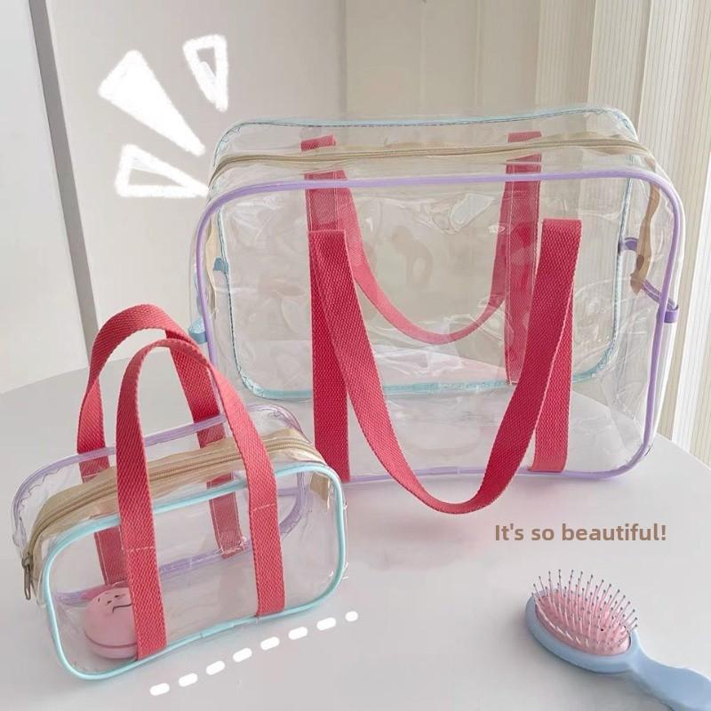 Large-capacity transparent makeup bag, home travel toiletry bag, convenient waterproof beach bag, high-value portable storage bag, set of 2