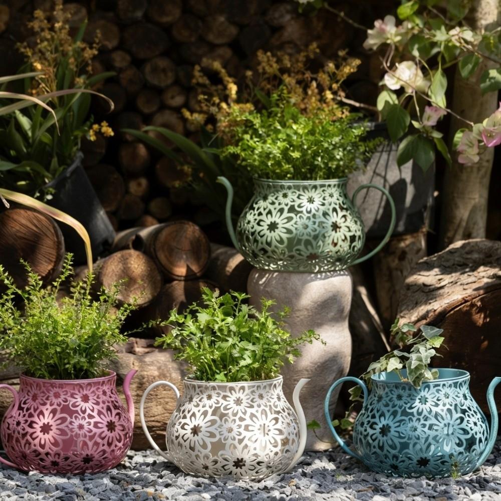 Floral Cutout Flower Pot Retro Decorative Flowerpot Ornaments Vintage Flowerpot Garden