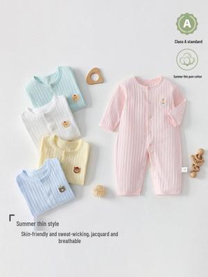Newborn Cotton Bodysuit: Long Sleeve, Tagless Pajamas for Summer