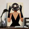 Vintage Retro Metallposter Disco Girl Tanzt Discokugel Wandkunst Heimdekoration