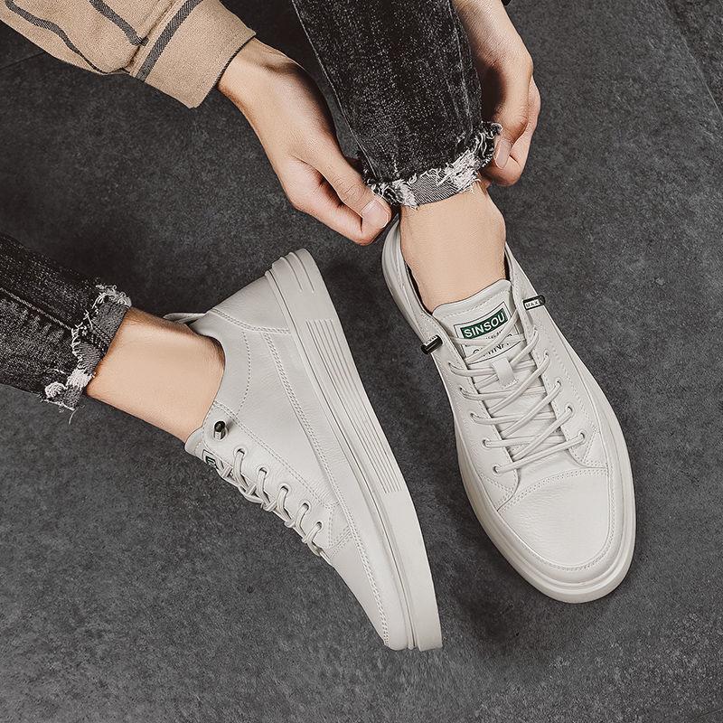 Sommer Neuer Trend Wilde Weiße Schuhe Herren Jugend Koreanischer Stil Atmungsaktive Leder Freizeitschuhe