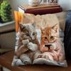 1pc Adorable Cat Print Pillowcase - 17, 7x17, 7 Inch, Cozy French Style, Machine Washable, Zippered Closure, 100% Polyester,Single-Sided Digital Print